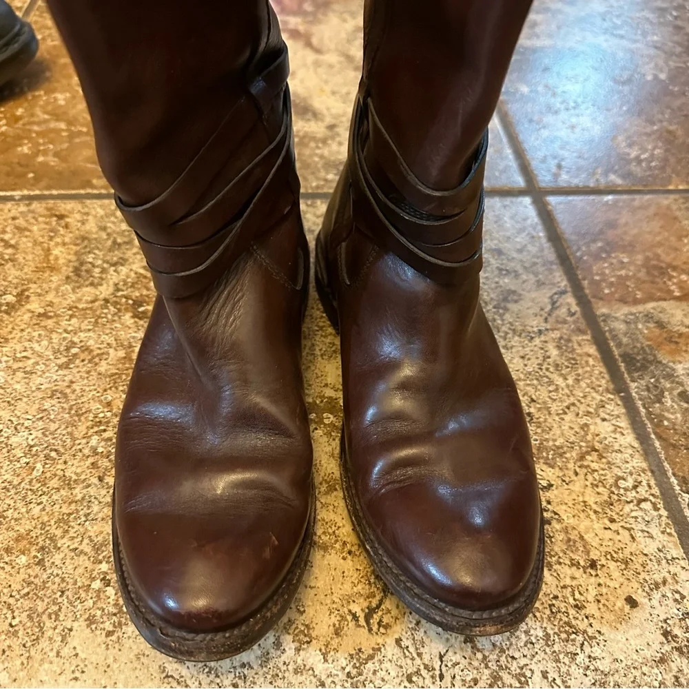 Frye Shirley Riding Plate‎ Boots Brown Size 6